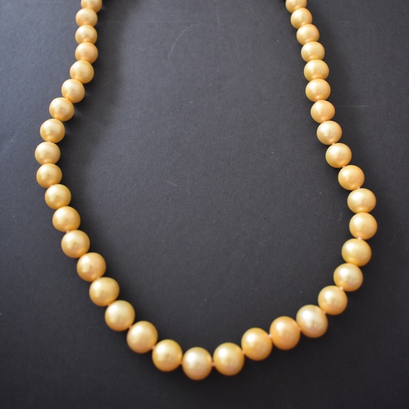 Peach Cultured Freshwater Pearl & Champagne Diamond 18k Gold Plated Strand